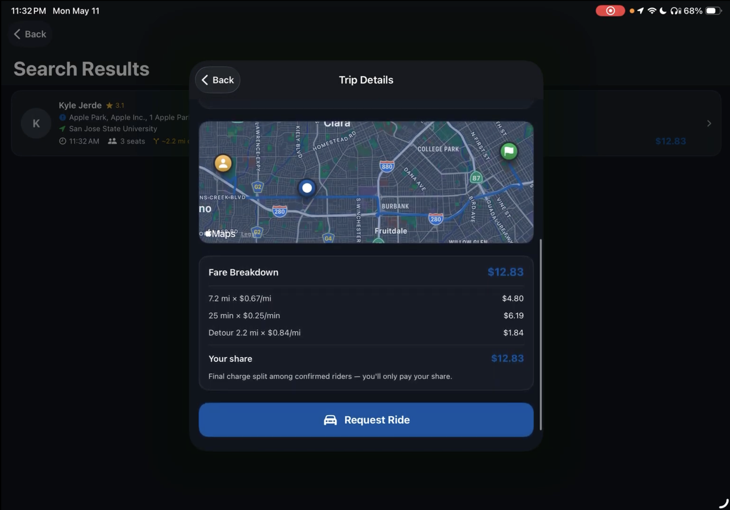 LessGo — SJSU ridesharing platform detail 1