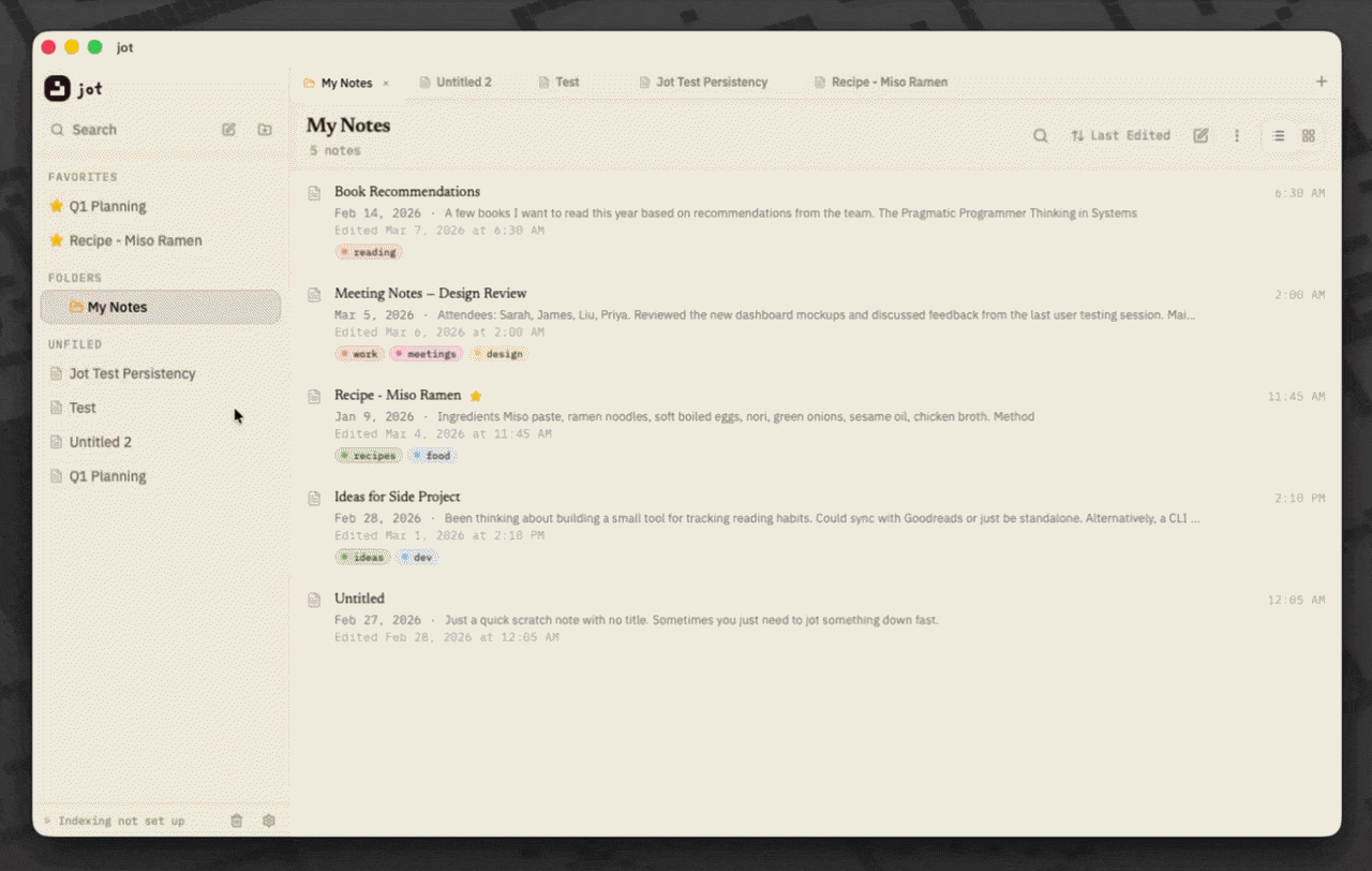 Jot — Offline Notes with a RAG agent detail 1
